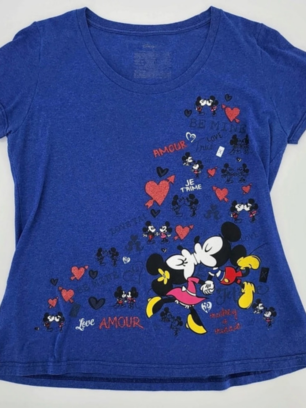 Disney Mickey & Minnie Mouse Graphic Tee Blue XL